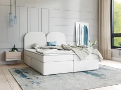 Łóżka Ze Stelażem|Łóżka Z Zagłówkiem></noscript>Rimal Tapicerowane łóżko kontynentalne 160x200 cm do sypialni boucle COSMO zielone