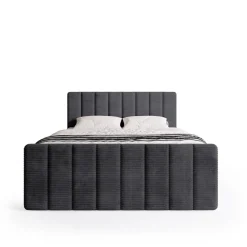 Łóżka Małżeńskie|Łóżka Ze Stelażem></noscript>BROMARKT Tapicerowane łóżko 160x200 cm do sypialni z pojemnikiem sztruksowe DENVER DUO szare