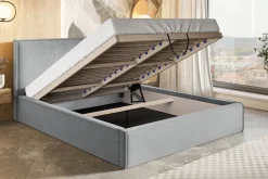 Łóżka Ze Stelażem|Łóżka Z Zagłówkiem>Riban Tapicerowane łóżko 180x200 cm z pojemnikiem małżeńskie PARISIO szare