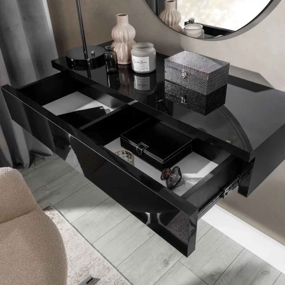 Zestawy Mebli Do Sypialni|Toaletki I Konsole>GiB Meble Toaletka wisząca z szufladą NARNI połysk czarny