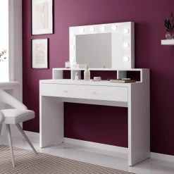 Toaletki I Konsole></noscript>Helvetia Toaletka z lustrem biała w stylu nowoczesnym ARIA