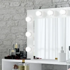 Toaletki I Konsole></noscript>Helvetia Toaletka z lustrem LED szuflady DIVA biały lustro