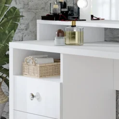 Toaletki I Konsole></noscript>Helvetia Toaletka z lustrem LED szuflady DIVA biały lustro