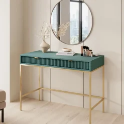 Biurka|Toaletki I Konsole></noscript>PIASKI Toaletka z szufladami w stylu glamour AVANTI 104 cm labrador