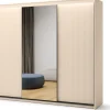 Zestawy Mebli Do Sypialni|Szafy Do Przedpokoju>lenart. Trzydrzwiowa duża szafa przesuwna do sypialni 250 cm z lustrem beżowa