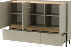 Komody>MEBLAR Trzydrzwiowa komoda 150 cm młodzieżowa z szufladami na nóżkach LISSARO