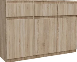 Komody>Meblohand Trzydrzwiowa komoda do salonu z szufladami 120 cm MONTEGO dąb sonoma