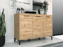 Zestawy Mebli Do Salonu|Komody>ML Meble Trzydrzwiowa komoda do salonu 120 cm NEVIO dąb artisan