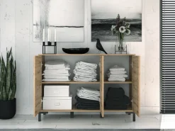 Zestawy Mebli Do Salonu|Komody></noscript>ML Meble Trzydrzwiowa komoda do salonu 120 cm NEVIO dąb artisan