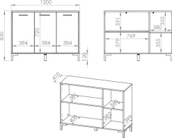 Zestawy Mebli Do Salonu|Komody></noscript>ML Meble Trzydrzwiowa komoda do salonu 120 cm NEVIO dąb artisan