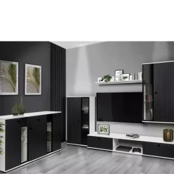 Komody>Lempert Trzydrzwiowa komoda do salonu z frezowanym frontem KUBA