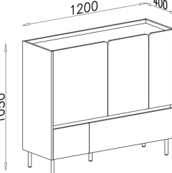 Komody></noscript>MEBLAR Trzydrzwiowa komoda młodzieżowa 120 cm z szufladami na nóżkach LISSARO