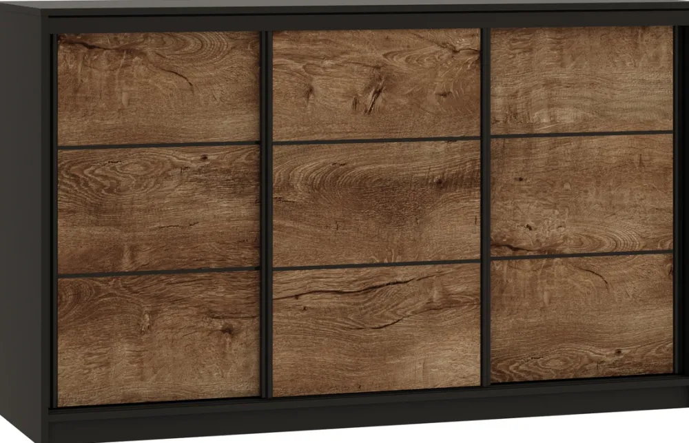 Komody>BROMARKT Trzydrzwiowa komoda przesuwna 160 cm z szufladami LOFT