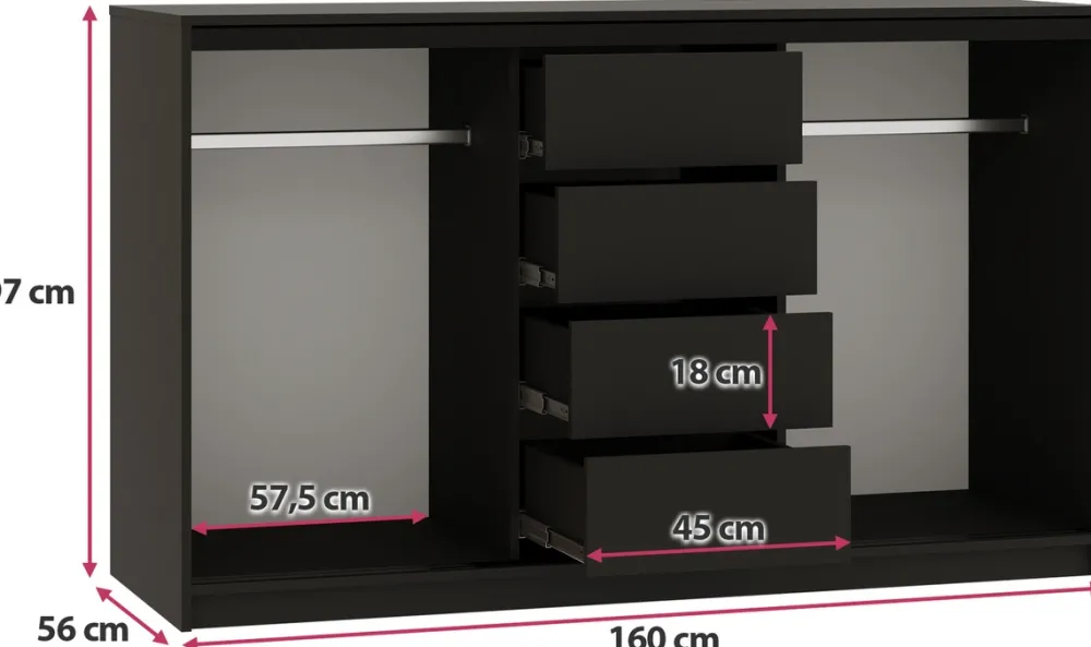 Komody>BROMARKT Trzydrzwiowa komoda przesuwna 160 cm z szufladami LOFT