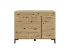 Zestawy Mebli Do Salonu|Komody></noscript>ML Meble Trzydrzwiowa komoda z szufladami do salonu 120 cm NEVIO dąb artisan
