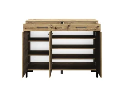 Zestawy Mebli Do Salonu|Komody></noscript>ML Meble Trzydrzwiowa komoda z szufladami do salonu 120 cm NEVIO dąb artisan