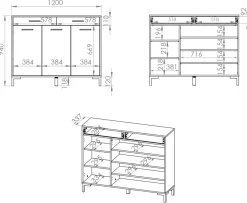 Zestawy Mebli Do Salonu|Komody></noscript>ML Meble Trzydrzwiowa komoda z szufladami do salonu 120 cm NEVIO dąb artisan