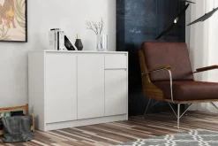 Komody>Meblohand Trzydrzwiowa komoda z szufladą nowoczesna ARTEGO dąb sonoma biały