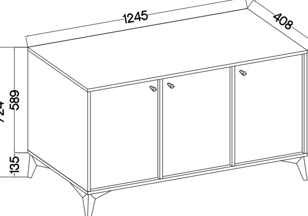 Zestawy Mebli Do Salonu|Komody>Lempert Trzydrzwiowa nowoczesna komoda do salonu 125 cm TOKEN beż beż piaskowy