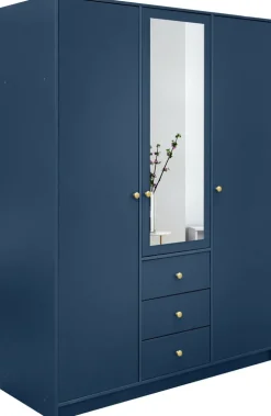 Meble Dla Dzieci|Szafy Trzydrzwiowe>Stolar Trzydrzwiowa nowoczesna szafa z szufladami 150 cm SELMA niebieski