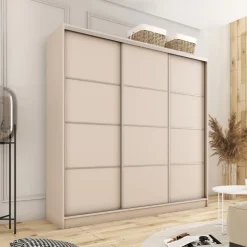 Zestawy Mebli Do Przedpokoju|Szafy Do Przedpokoju></noscript>BROMARKT Trzydrzwiowa nowoczesna szafa przesuwna 200 cm TOP beż piaskowy