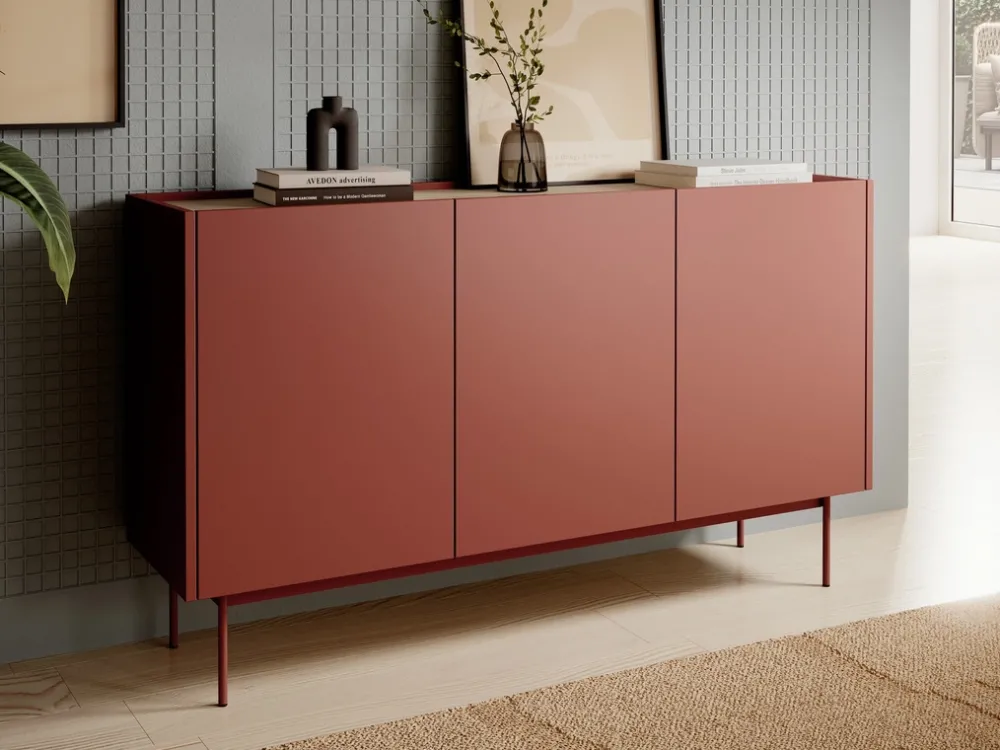 Komody>PIASKI Trzydrzwiowa pojemna komoda do salonu 144 cm CRYSTAL