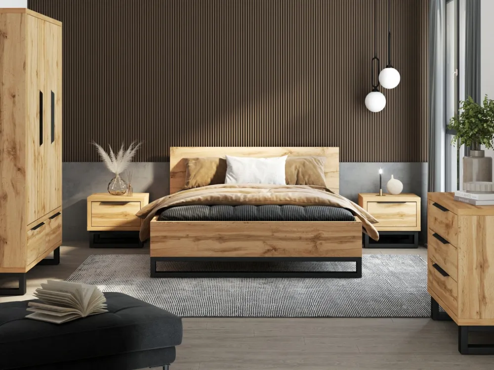 Zestawy Mebli Do Sypialni|Szafy Trzydrzwiowe>Helvetia Trzydrzwiowa szafa do sypialni w stylu loftowym HALLE S