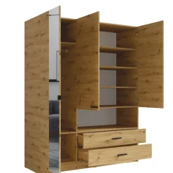 Meble Młodzieżowe|Szafy Trzydrzwiowe>MEBLOSIEK Trzydrzwiowa szafa do sypialni 158 cm TIVARO z szufladami i półkami dąb artisan