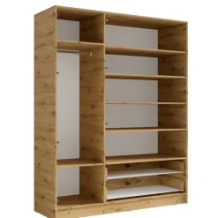 Meble Młodzieżowe|Szafy Trzydrzwiowe></noscript>MEBLOSIEK Trzydrzwiowa szafa do sypialni 158 cm TIVARO z szufladami i półkami dąb artisan