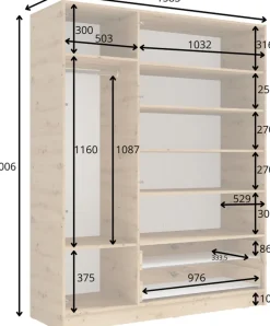 Meble Młodzieżowe|Szafy Trzydrzwiowe></noscript>MEBLOSIEK Trzydrzwiowa szafa do sypialni 158 cm TIVARO z szufladami i półkami dąb artisan