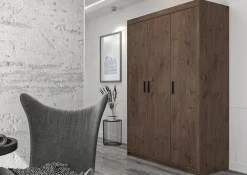 Garderoby|Meble Młodzieżowe></noscript>Lempert Trzydrzwiowa szafa modułowa 133 cm do przedpokoju KUBA dąb lefkas