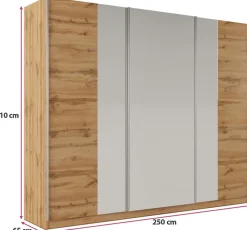 Szafy Trzydrzwiowe|Szafy Z Lustrem></noscript>Stolar Trzydrzwiowa szafa przesuwna z lustrem 250 cm PARDO dąb wotan