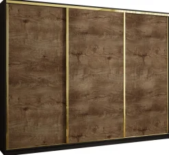 Szafy Trzydrzwiowe|Szafy Do Salonu>BROMARKT Trzydrzwiowa szafa przesuwna 280 cm z szufladami GOLD NEW glamour