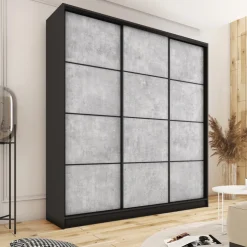 Zestawy Mebli Do Przedpokoju|Szafy Trzydrzwiowe></noscript>BROMARKT Trzydrzwiowa szafa przesuwna 150 cm LOFT MAX beton