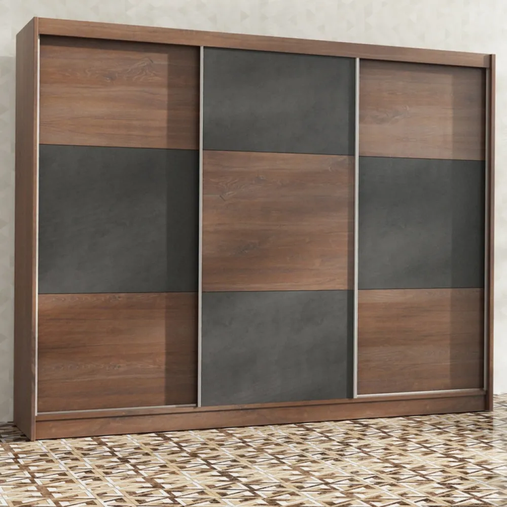 Szafy Trzydrzwiowe|Szafy Z Lustrem>Stolar Trzydrzwiowa szafa przesuwna z półkami 250 cm CERES