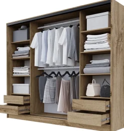 Zestawy Mebli Do Przedpokoju|Szafy Trzydrzwiowe>BROMARKT Trzydrzwiowa szafa przesuwna z lustrem 235 cm BEST dąb wotan