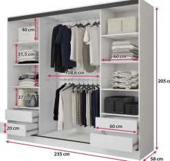 Zestawy Mebli Do Przedpokoju|Szafy Trzydrzwiowe></noscript>BROMARKT Trzydrzwiowa szafa przesuwna z lustrem 235 cm BEST dąb wotan