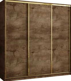 Szafy Trzydrzwiowe|Szafy Przesuwne>BROMARKT Trzydrzwiowa szafa przesuwna 200 cm do sypialni GOLD NEW dąb lefkas