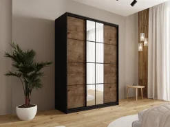 Zestawy Mebli Do Przedpokoju|Szafy Trzydrzwiowe></noscript>BROMARKT Trzydrzwiowa szafa przesuwna 150 cm z lustrem i półkami EDGE