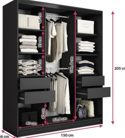 Zestawy Mebli Do Przedpokoju|Szafy Trzydrzwiowe></noscript>BROMARKT Trzydrzwiowa szafa przesuwna 150 cm z lustrem i półkami EDGE