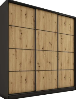 Szafy Trzydrzwiowe|Szafy Do Przedpokoju>BROMARKT Trzydrzwiowa szafa przesuwna z półkami 200 cm LOFT MAX