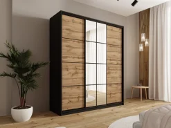 Zestawy Mebli Do Przedpokoju|Szafy Trzydrzwiowe></noscript>BROMARKT Trzydrzwiowa szafa przesuwna 180 cm z lustrem i półkami EDGE