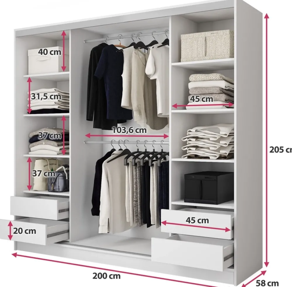 Zestawy Mebli Do Przedpokoju|Szafy Trzydrzwiowe>BROMARKT Trzydrzwiowa szafa przesuwna z lustrem 200 cm BEST dąb sonoma
