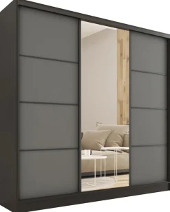 Szafy Trzydrzwiowe|Szafy Do Przedpokoju>BROMARKT Trzydrzwiowa szafa przesuwna z lustrem do sypialni 180 cm LOFT