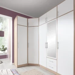 Garderoby|Meble Dla Dzieci></noscript>MEBLAR Trzydrzwiowa szafa uchylna z szufladami półki 150 cm SEVAS