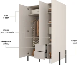 Meble Młodzieżowe|Zestawy Mebli Do Sypialni></noscript>Helvetia Trzydrzwiowa szafa uchylna do sypialni 139 cm kaszmir JUKON