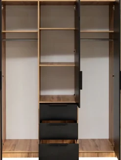 Meble Młodzieżowe|Zestawy Mebli Do Przedpokoju>Stolar Trzydrzwiowa szafa z lamelami 150 cm z szufladami BILL