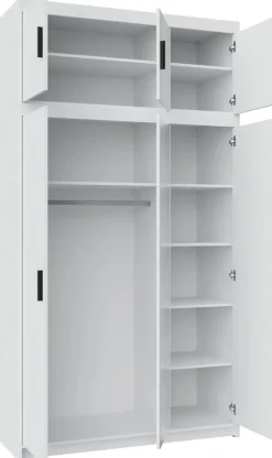 Zestawy Mebli Do Przedpokoju|Szafy Modułowe>Lempert Trzydrzwiowa szafa z lustrem z nadstawką 133 cm KUBA biały