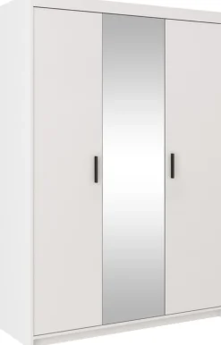 Zestawy Mebli Do Przedpokoju|Szafy Modułowe></noscript>Lempert Trzydrzwiowa szafa z lustrem z nadstawką 133 cm KUBA biały