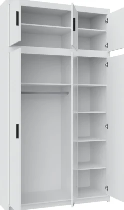 Garderoby>Lempert Trzydrzwiowa szafa z lustrem z nadstawką 133 cm dąb lefkas KUBA dąb sonoma